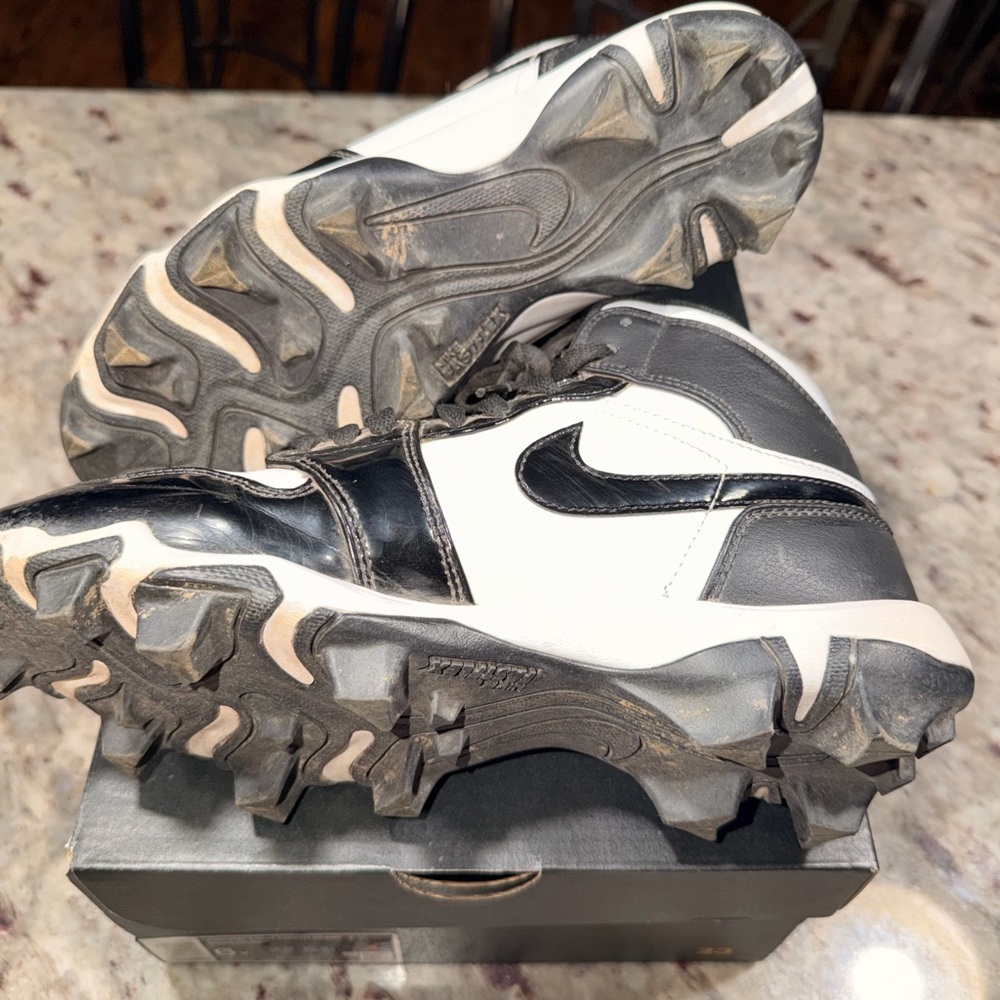 Nike Black & White High-Top Athletic Cleats - Picture 7 of 7